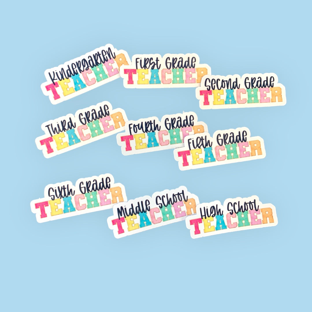 Custom Grade Level Sticker Teacher Stickers Rainbow 