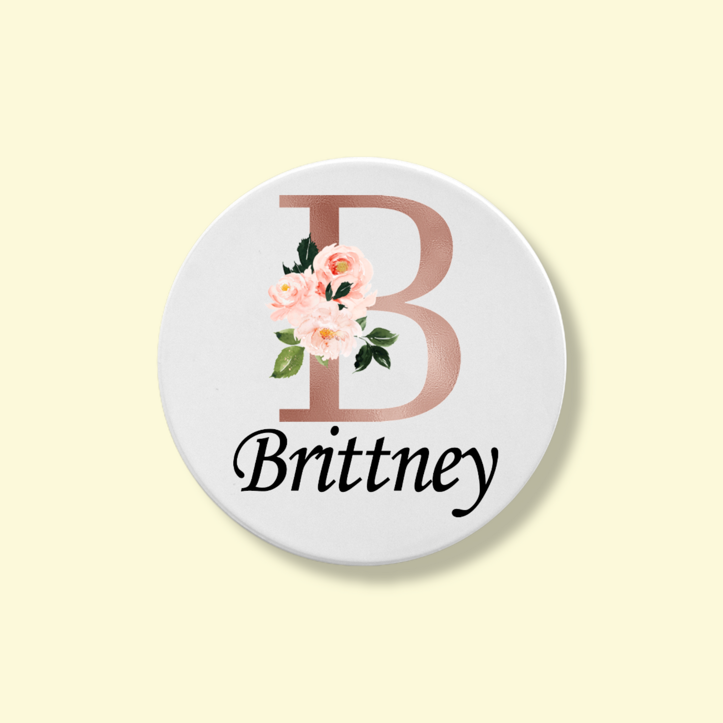Rose Gold Floral Personalized-Round Coaster