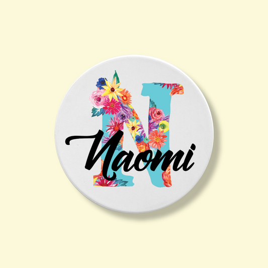 Fiesta Font Personalized Initial-Name Round Coaster