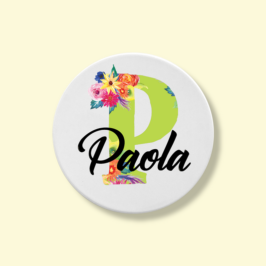 Fiesta Font Personalized Initial-Name Round Coaster