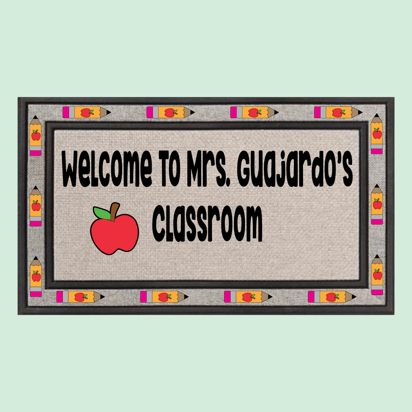 Classroom Door Mat-Pencil Border