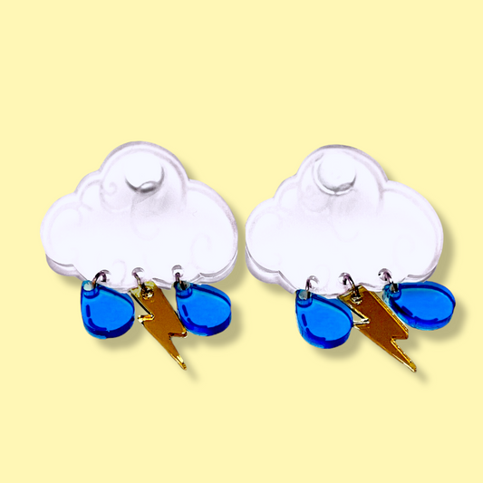 Frosted Cloud & Raindrop Dangle Earrings