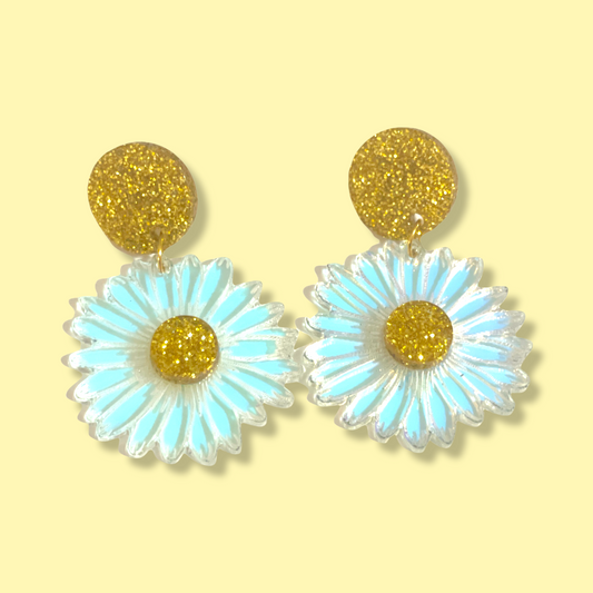 Iridescent Daisy Dangle Earrings