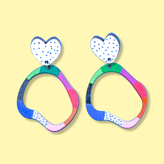 Multi Colored Heart Earrings