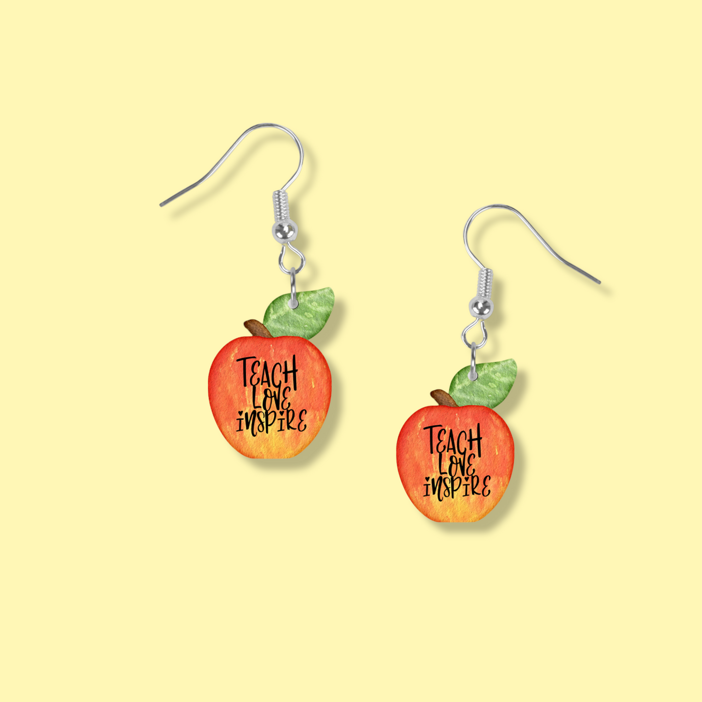 Teach Love Inspire Apple Dangle Earrings
