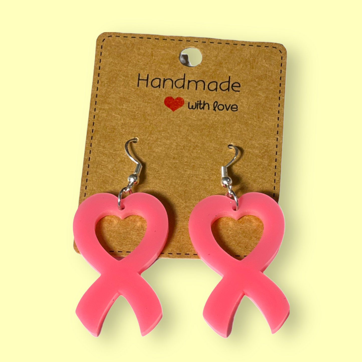 Breast Cancer Acrylic Ribbon Earrings