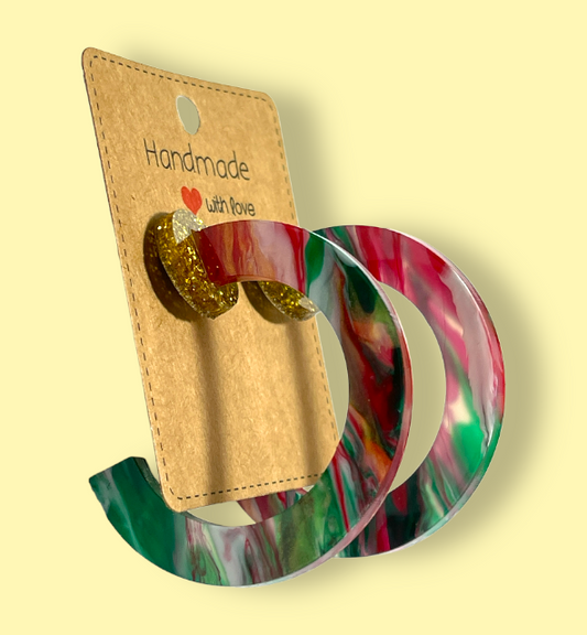 Christmas Swirl Hoop Earrings