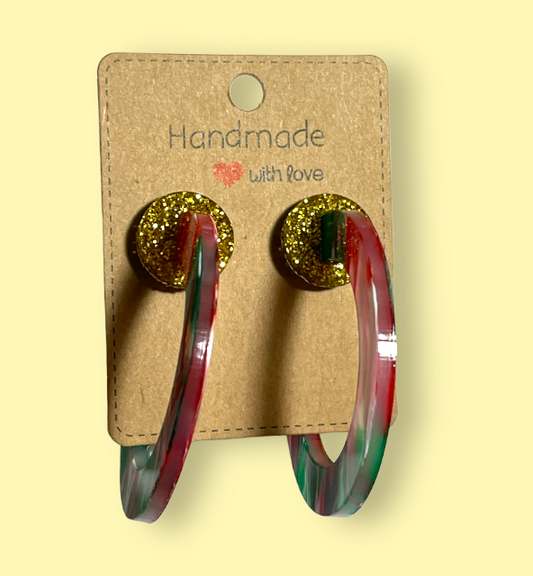 Christmas Swirl Hoop Earrings