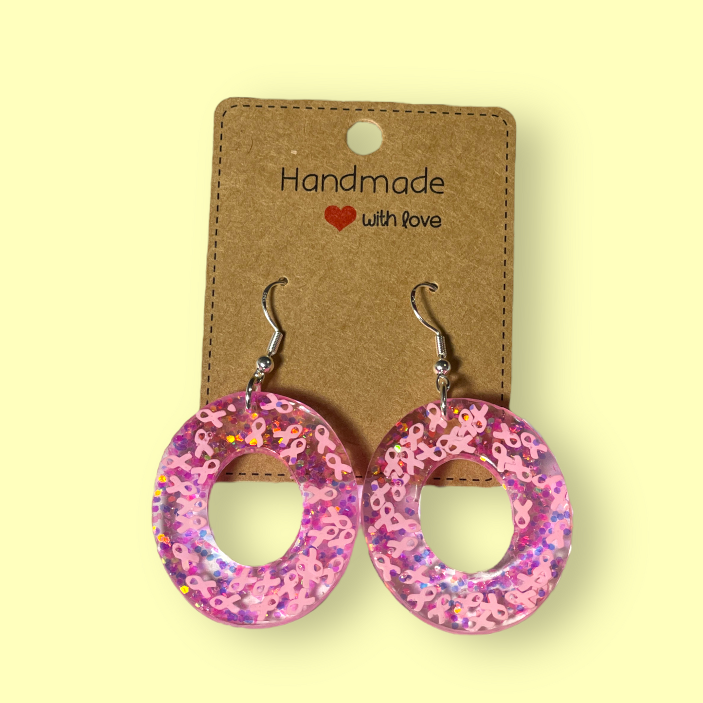Pink Ribbon Confetti Earrings